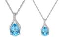 Macy's Blue Topaz (1-7/8 ct. t.w.) & Diamond (1/20 ct. t.w.) 18" Pendant Necklace in 14k White Gold